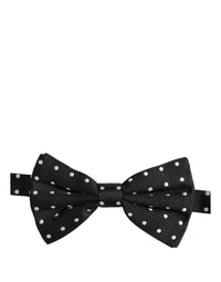 Dolce & Gabbana Dolce & Gabbana Black White Polka Dot Adjustable Neck Papillon Bow Men's Tie