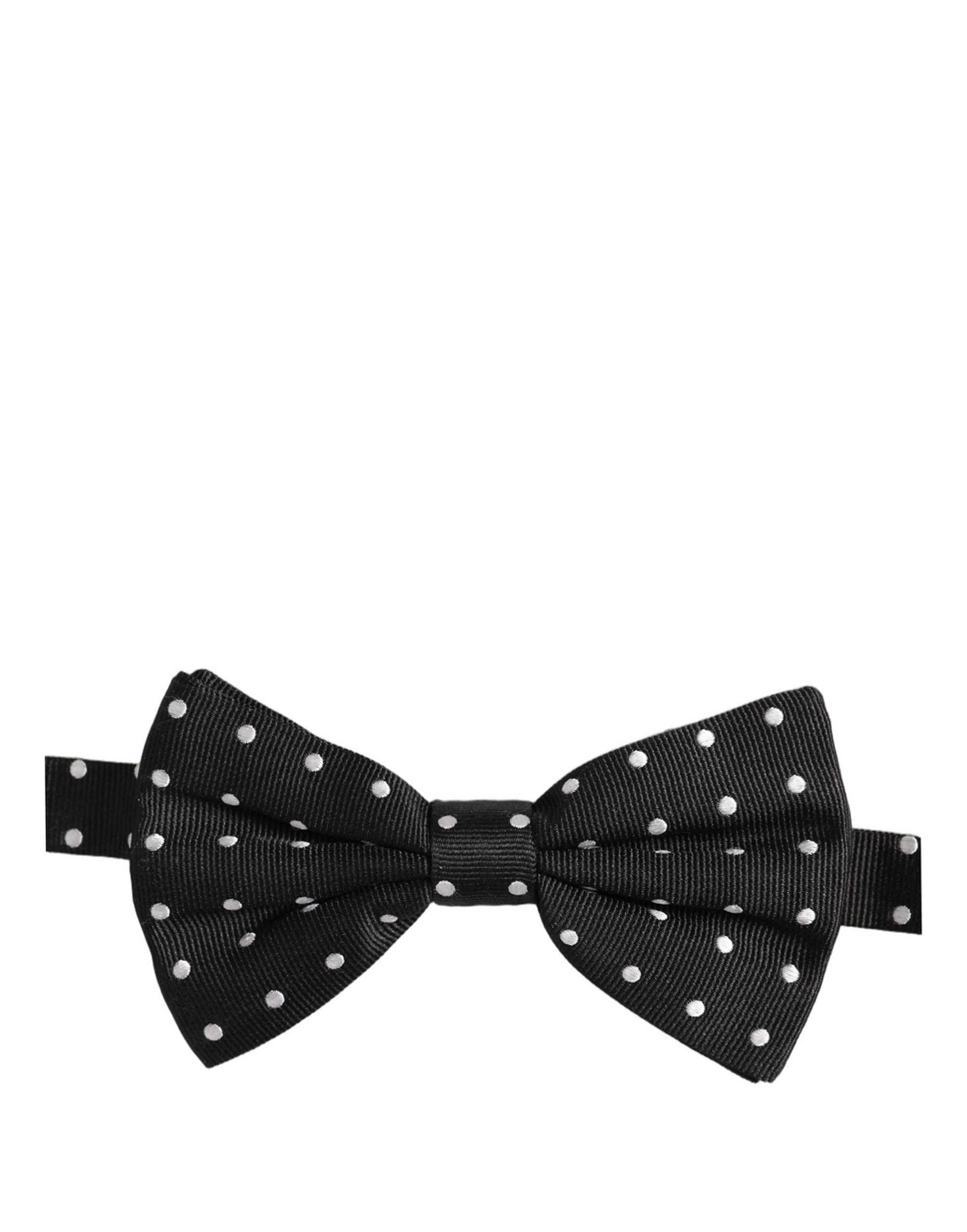 Dolce & Gabbana Dolce & Gabbana Black White Polka Dot Adjustable Neck Papillon Bow Men's Tie