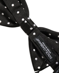 Dolce & Gabbana Dolce & Gabbana Black White Polka Dot Adjustable Neck Papillon Bow Men's Tie