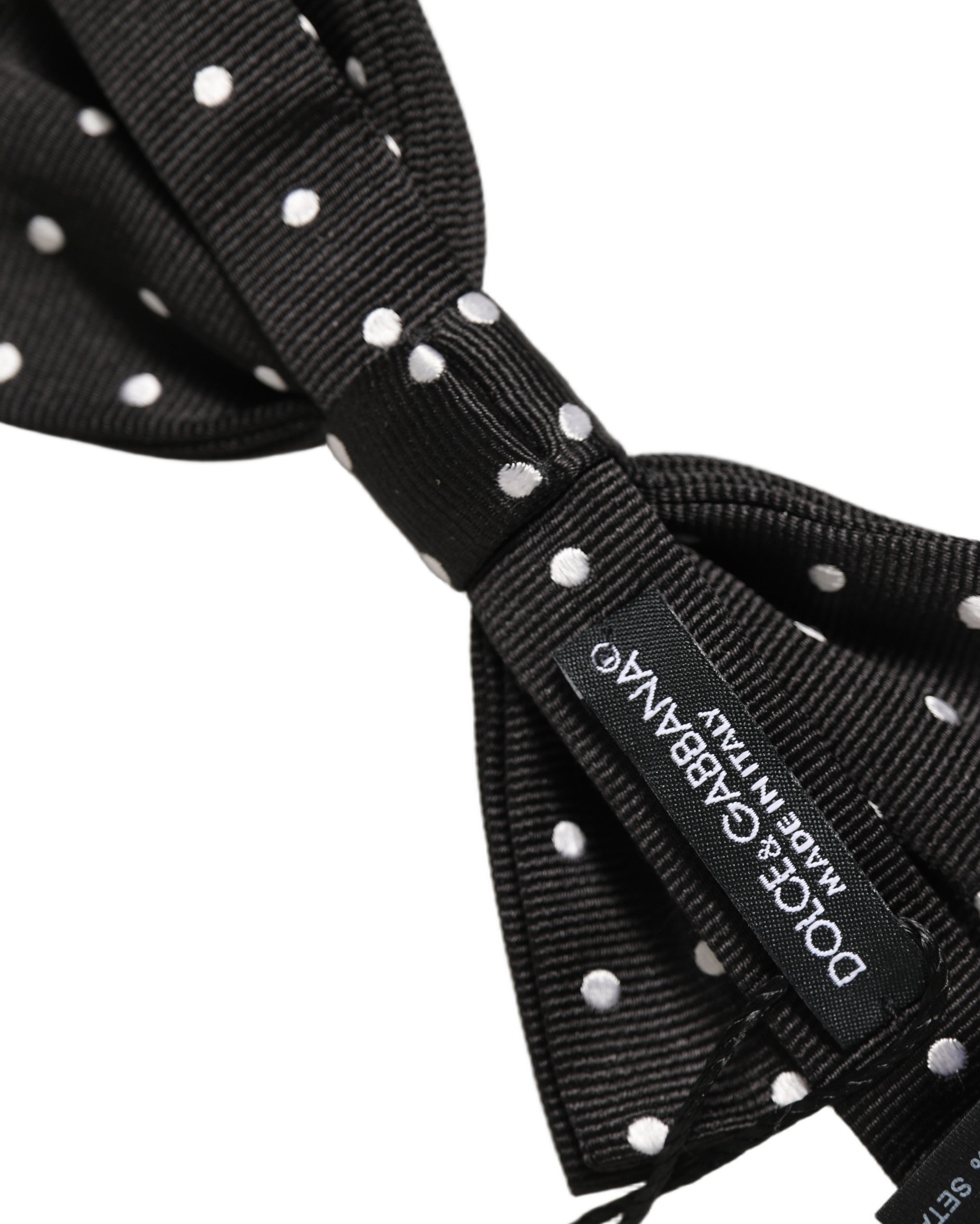 Dolce & Gabbana Dolce & Gabbana Black White Polka Dot Adjustable Neck Papillon Bow Men's Tie
