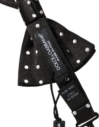 Dolce & Gabbana Dolce & Gabbana Black White Polka Dot Adjustable Neck Papillon Bow Men's Tie