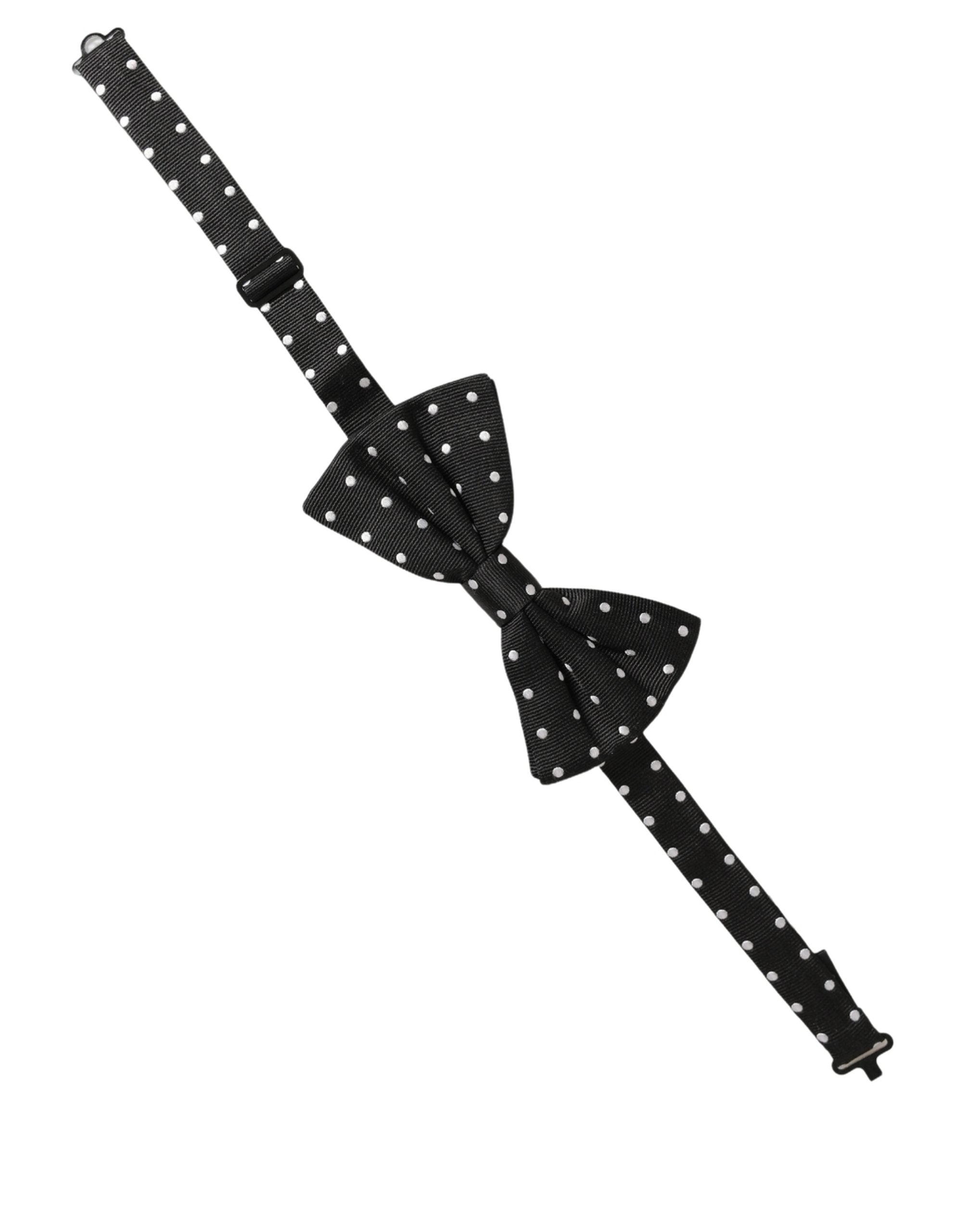 Dolce & Gabbana Dolce & Gabbana Black White Polka Dot Adjustable Neck Papillon Bow Men's Tie