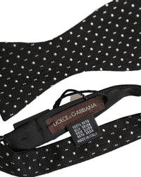 Dolce & Gabbana Dolce & Gabbana Black White Polka Dot Adjustable Neck Papillon Bow Men's Tie