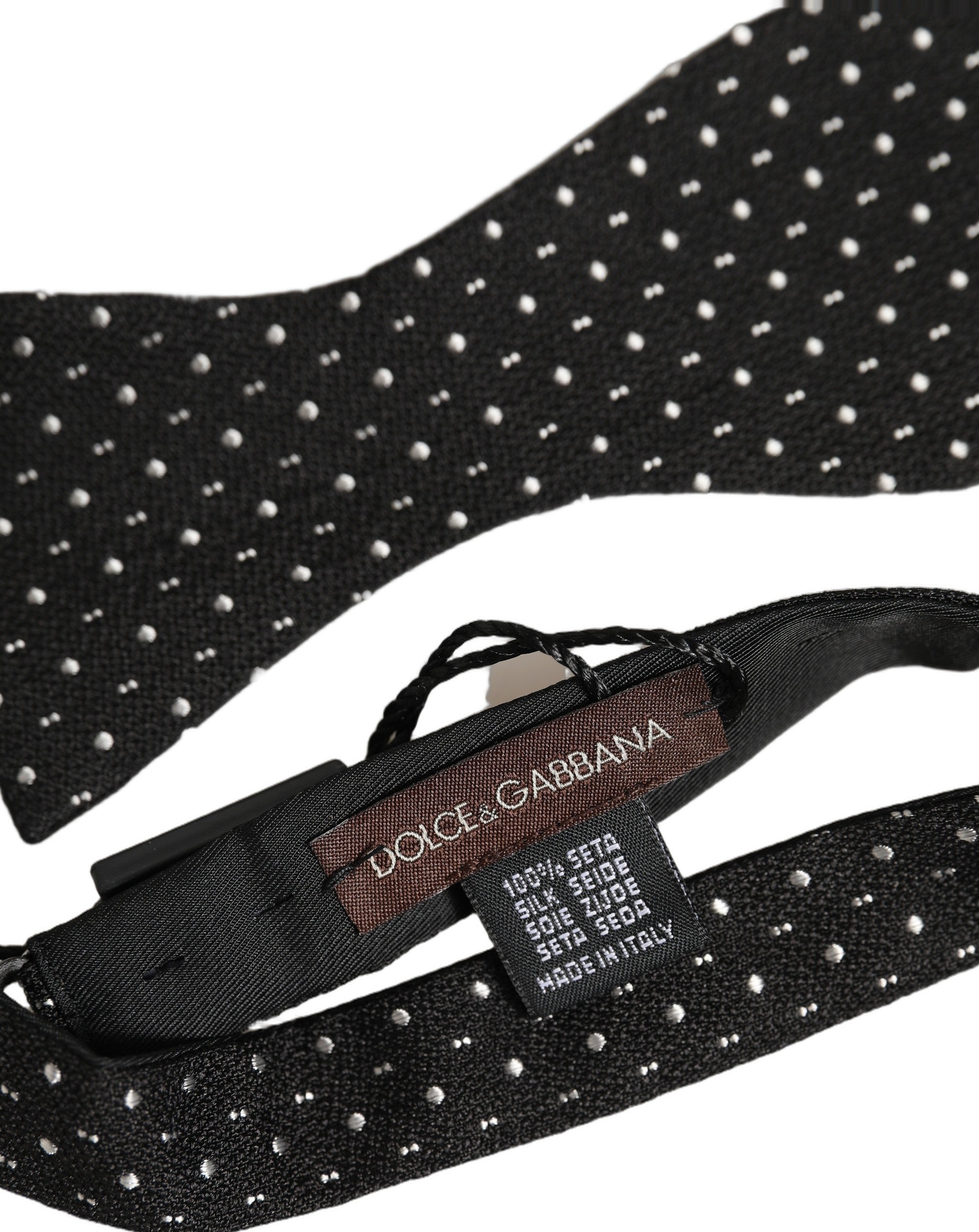 Dolce & Gabbana Dolce & Gabbana Black White Polka Dot Adjustable Neck Papillon Bow Men's Tie