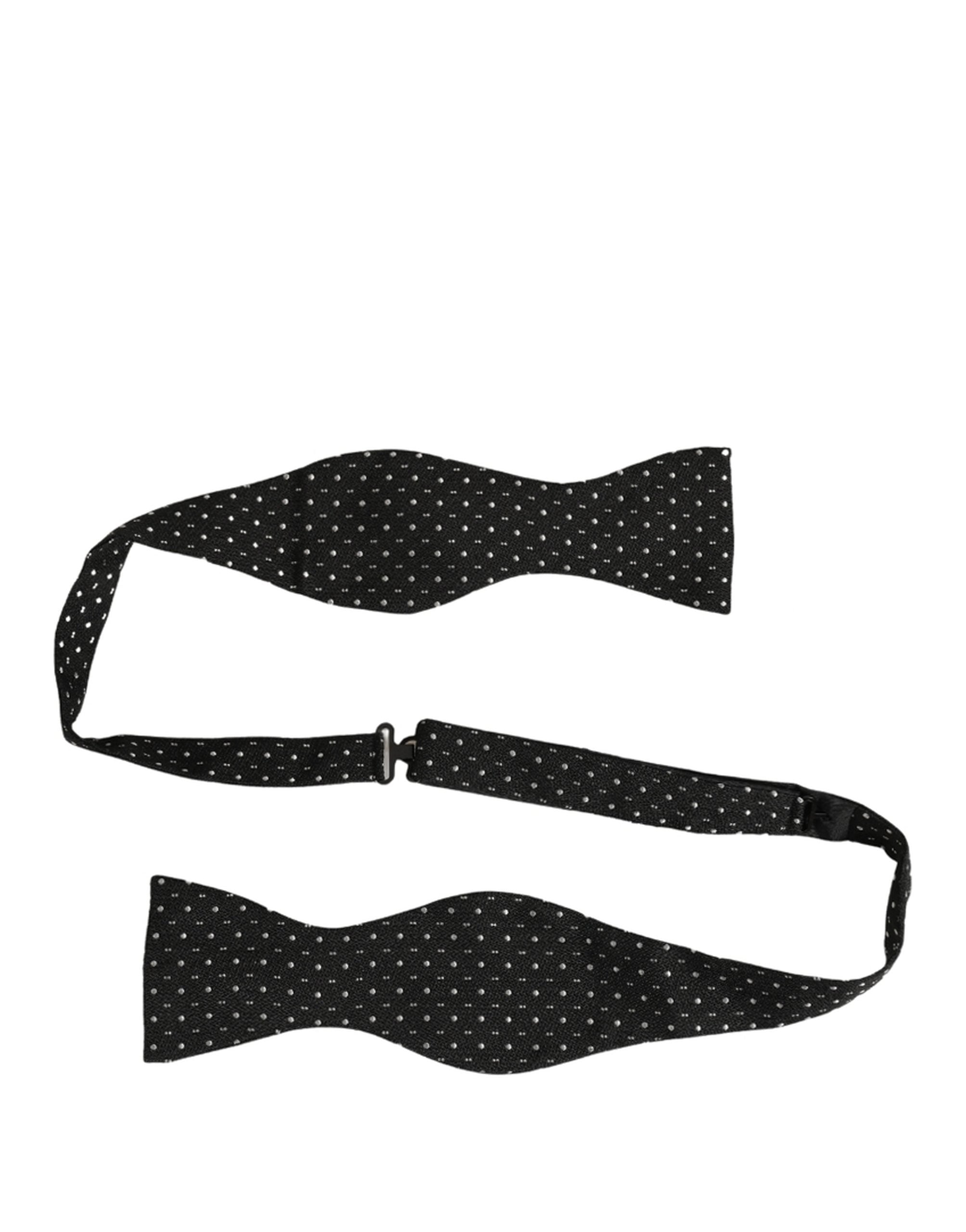 Dolce & Gabbana Dolce & Gabbana Black White Polka Dot Adjustable Neck Papillon Bow Men's Tie