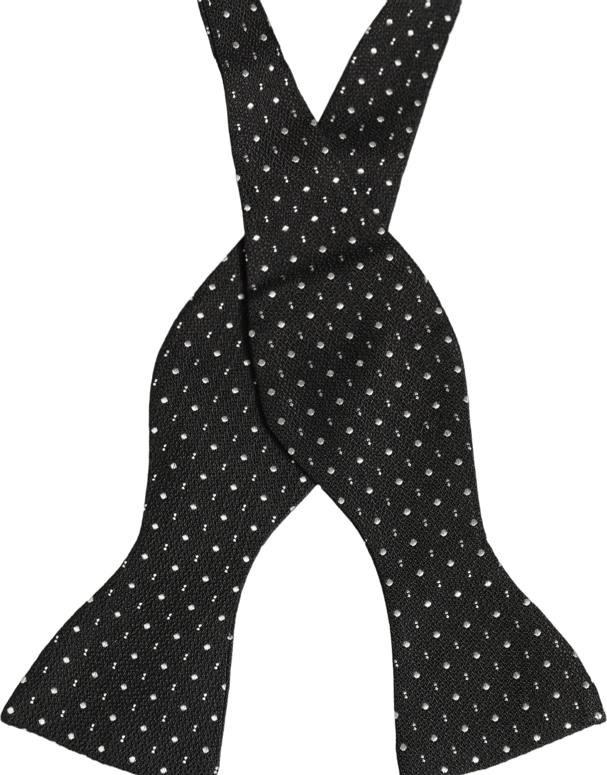 Dolce & Gabbana Dolce & Gabbana Black White Polka Dot Adjustable Neck Papillon Bow Men's Tie