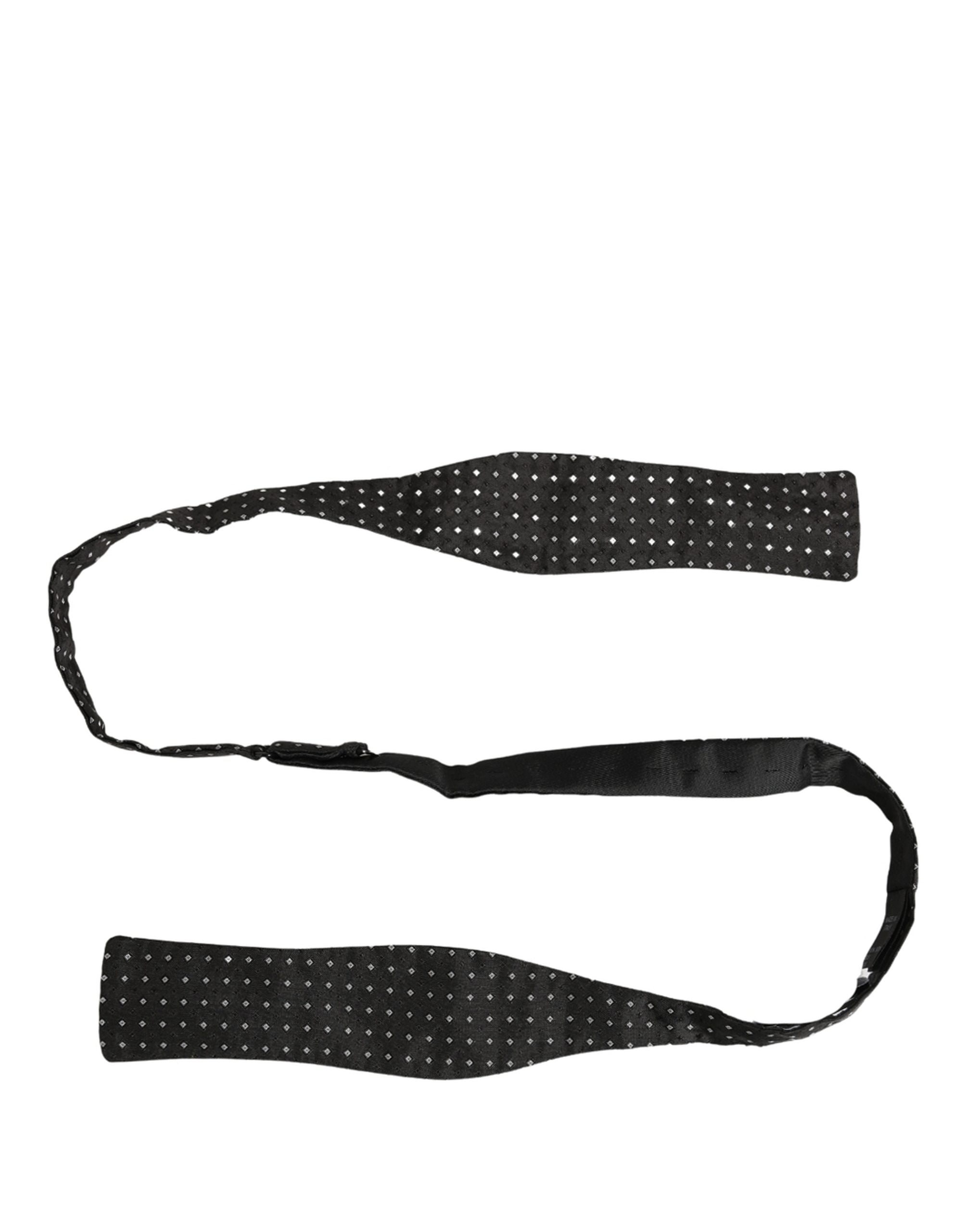 Dolce & Gabbana Dolce & Gabbana Black White Polka Dot Adjustable Neck Papillon Bow Men's Tie