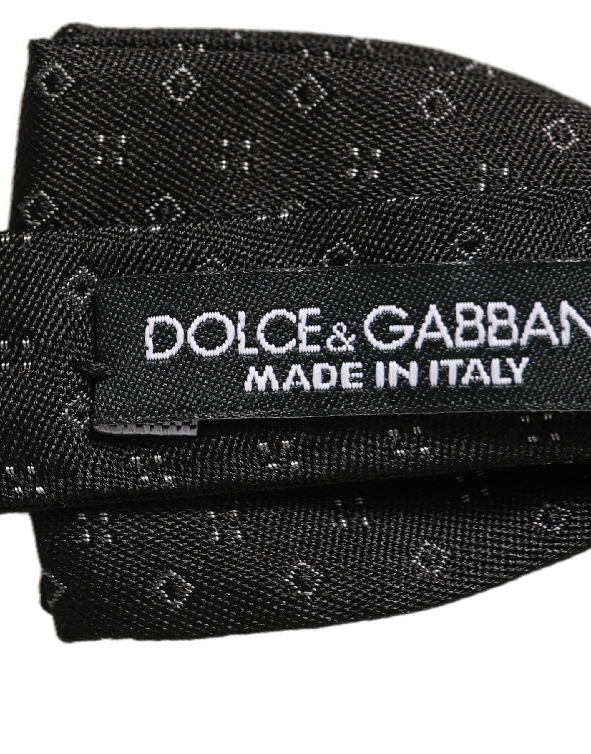 Dolce & Gabbana Dolce & Gabbana Black Diamond Pattern Adjustable Neck Papillon Bow Men's Tie
