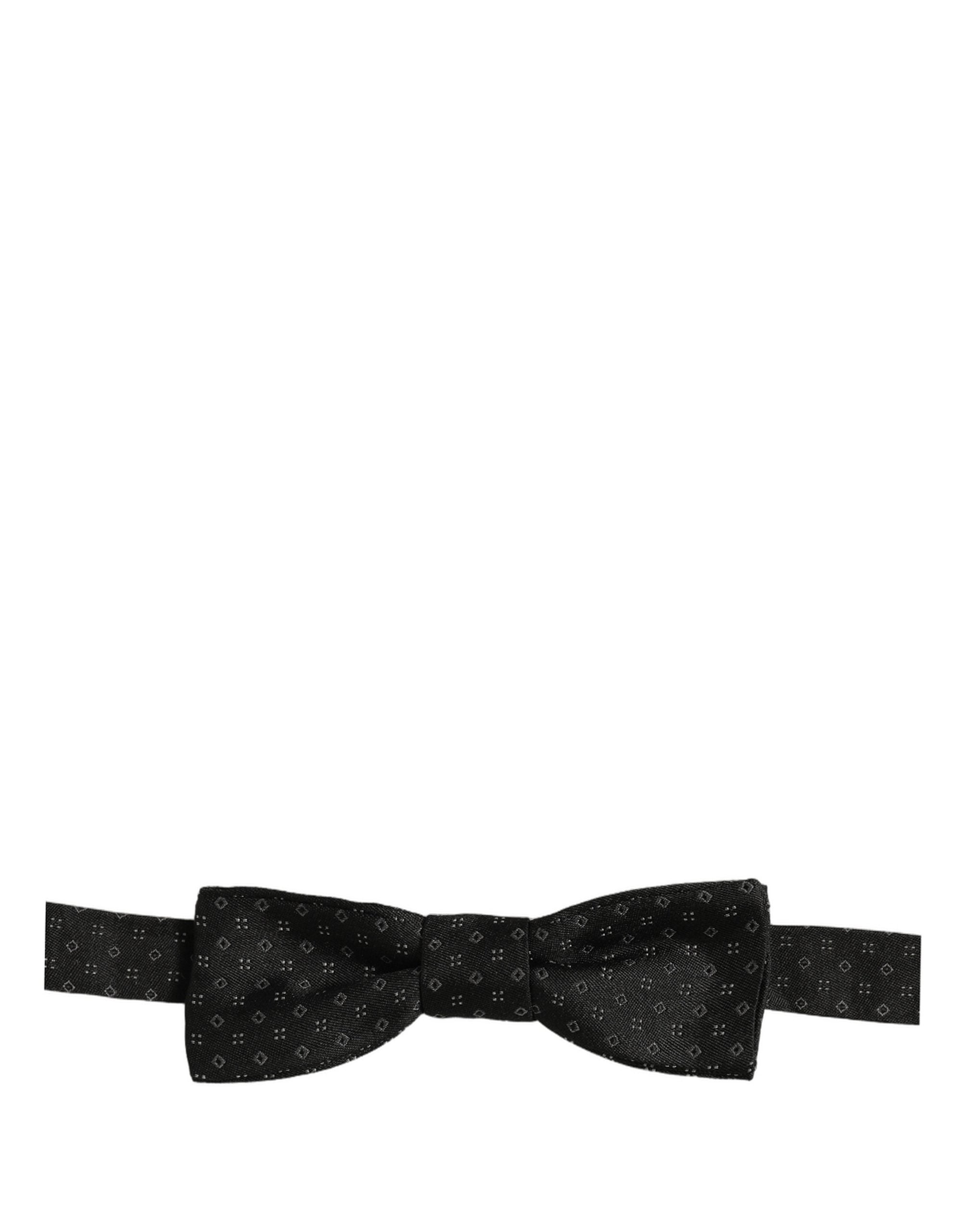 Dolce & Gabbana Dolce & Gabbana Black Diamond Pattern Adjustable Neck Papillon Bow Men's Tie