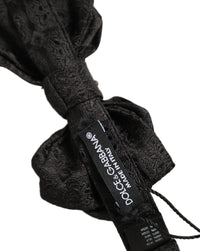 Dolce & Gabbana Dolce & Gabbana Men Black Paisley Silk Adjustable Neck Papillon Bow Men's Tie