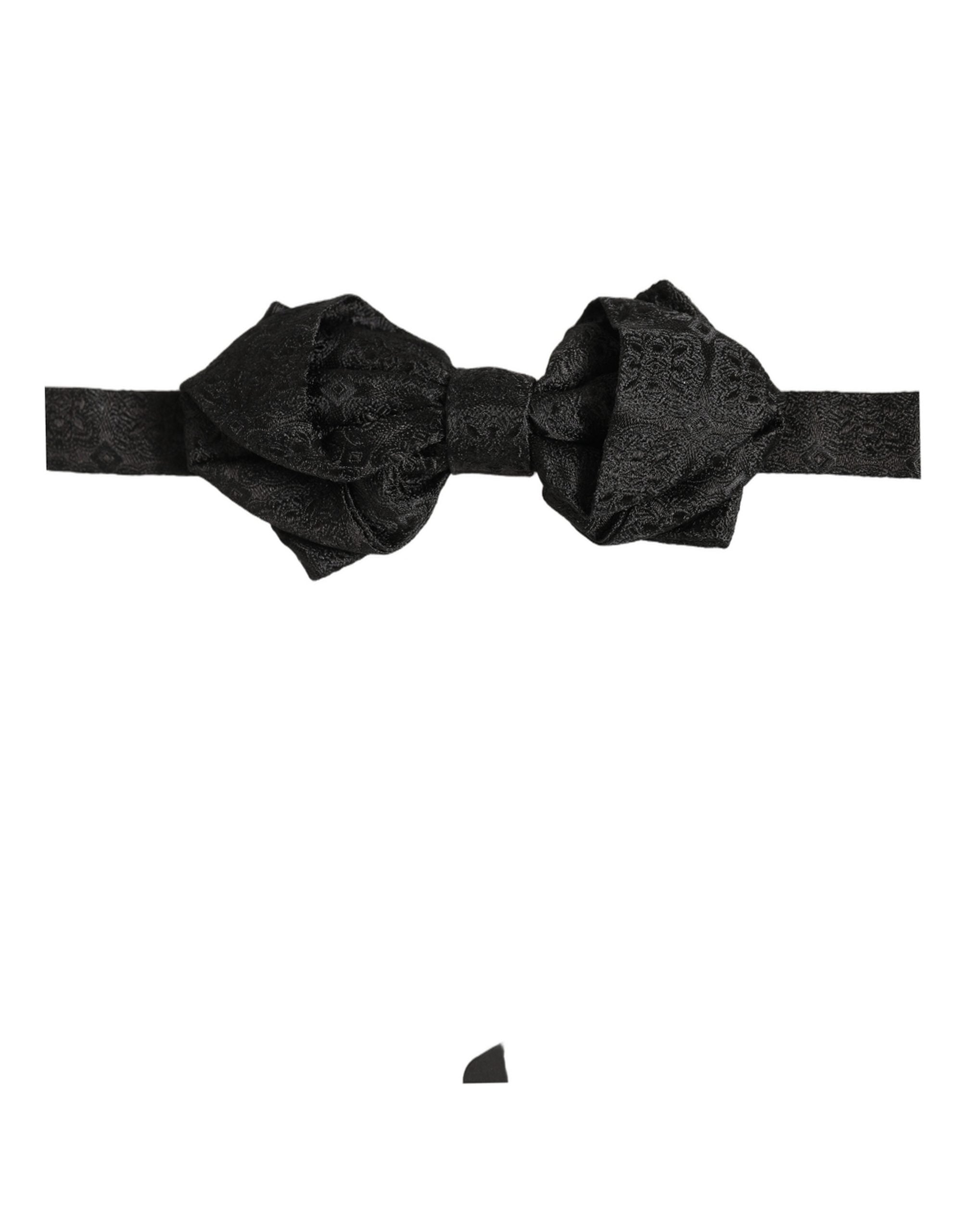 Dolce & Gabbana Dolce & Gabbana Men Black Paisley Silk Adjustable Neck Papillon Bow Men's Tie