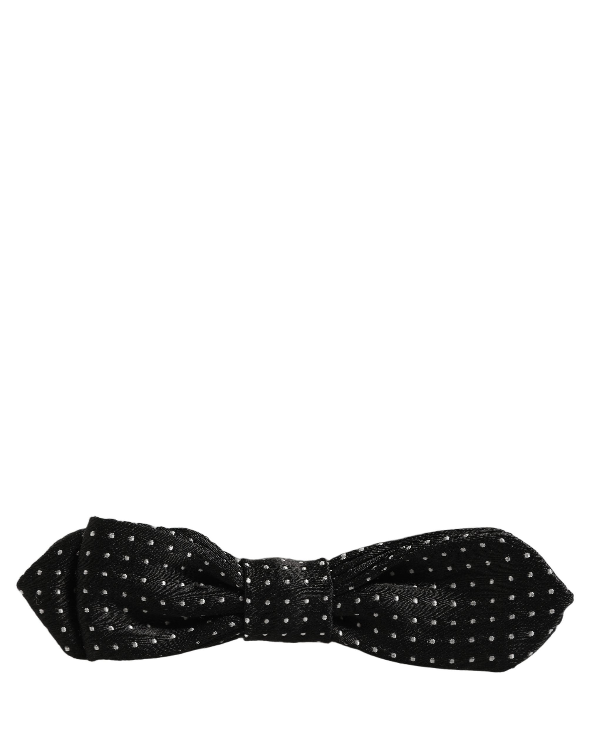 Dolce & Gabbana Dolce & Gabbana Black White Polka Dot Adjustable Neck Papillon Bow Men's Tie