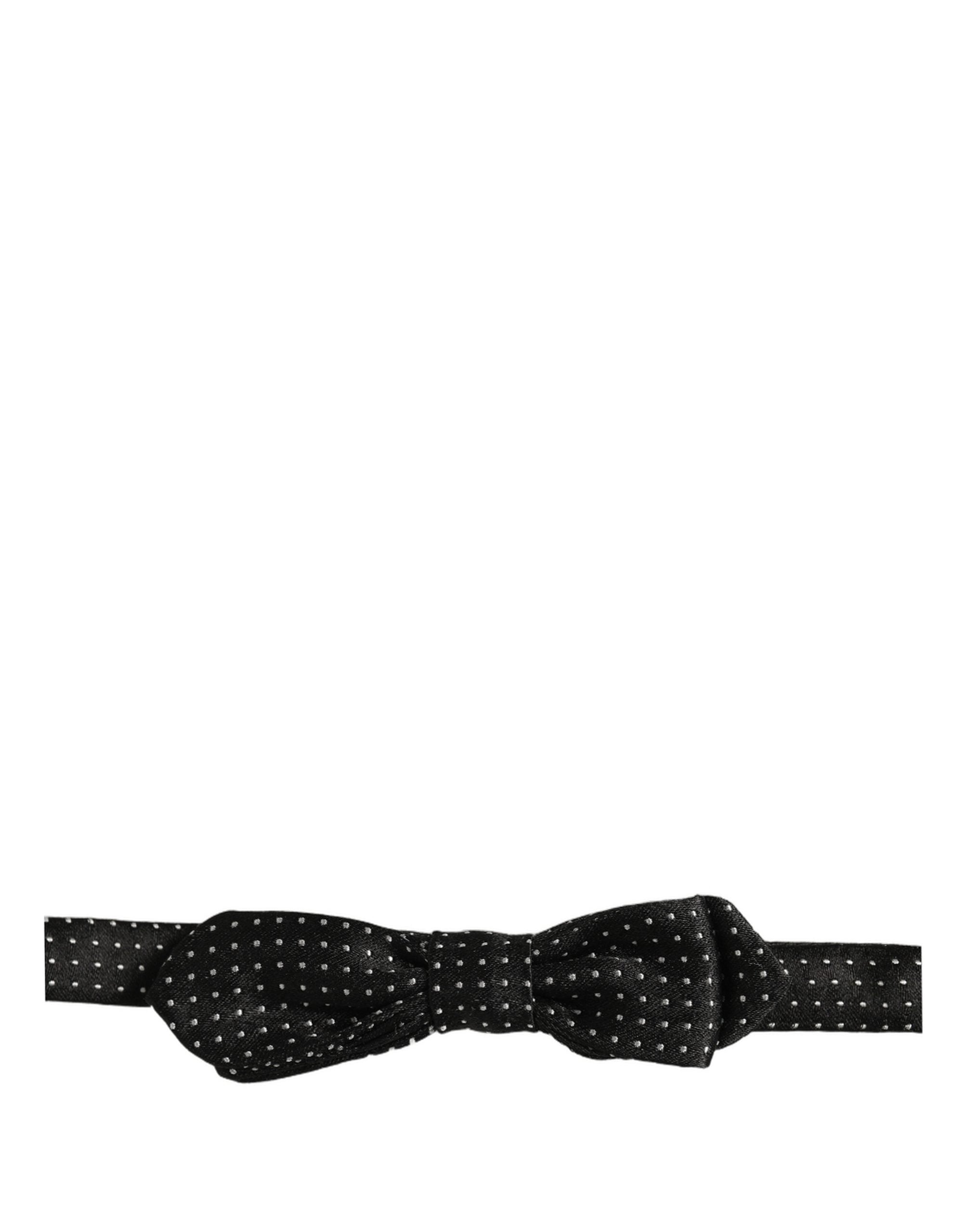 Dolce & Gabbana Dolce & Gabbana Black White Polka Dot Adjustable Neck Papillon Bow Men's Tie