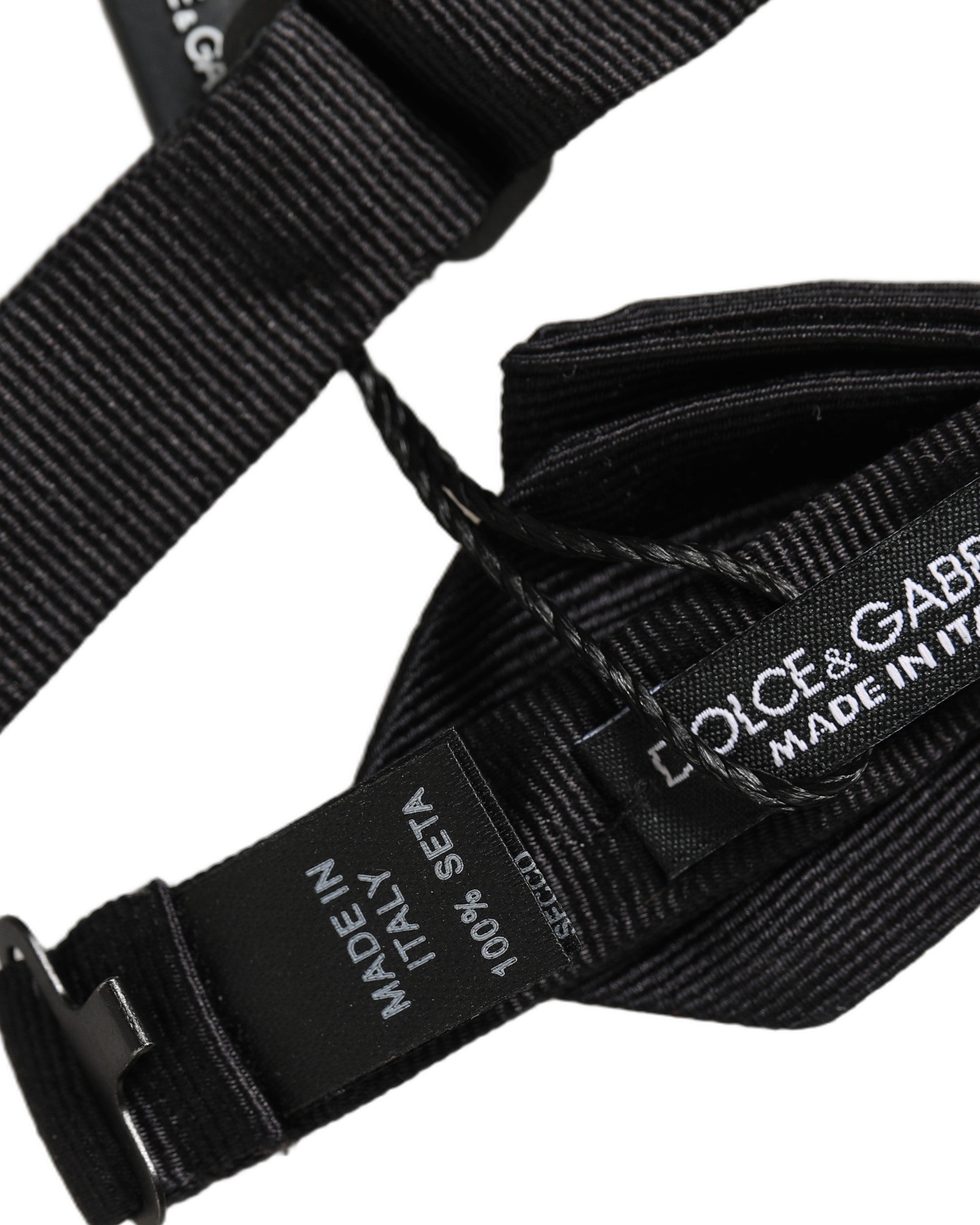 Dolce & Gabbana Dolce & Gabbana Men Black 100% Silk Adjustable Neck Papillon Bow Men's Tie