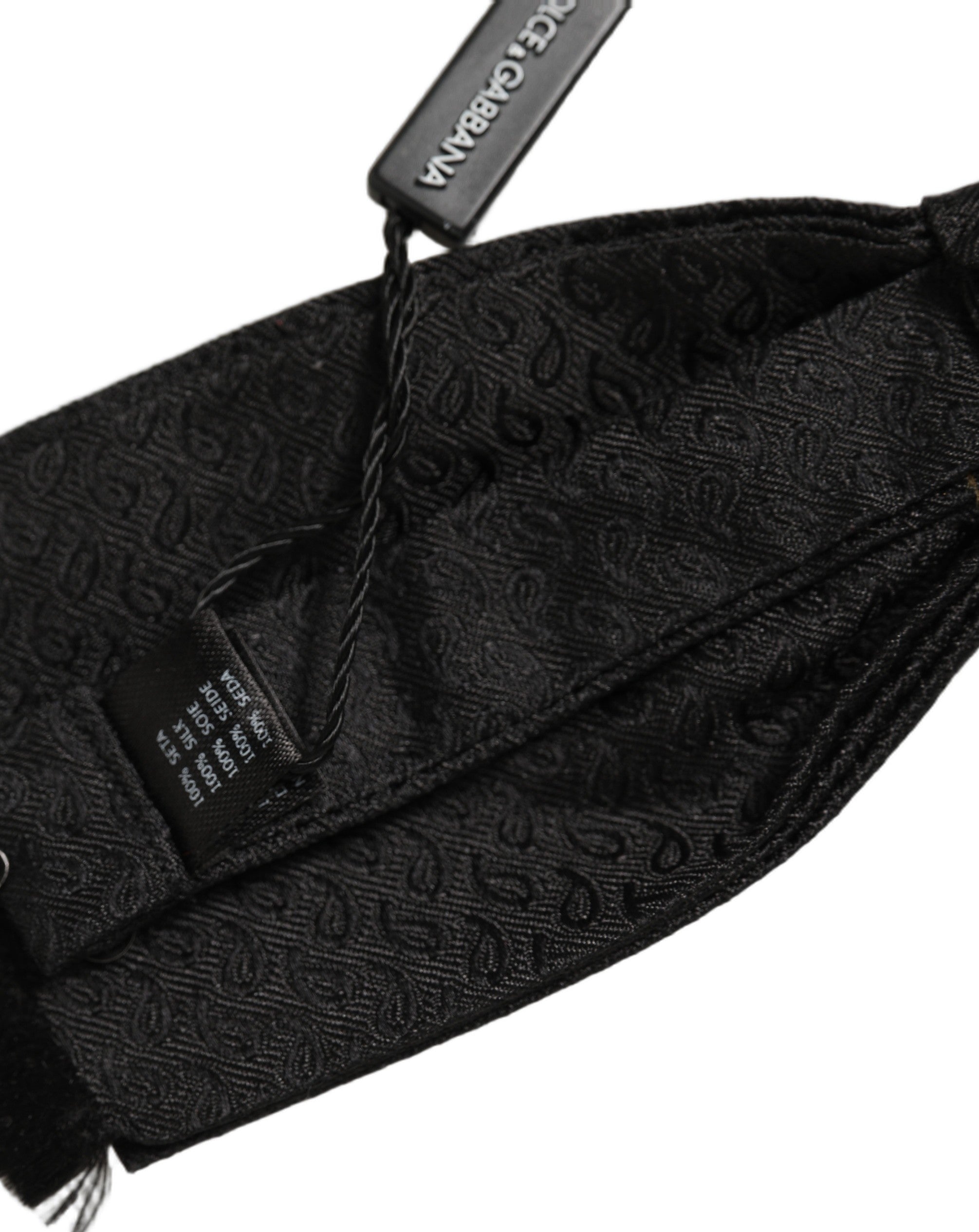 Dolce & Gabbana Dolce & Gabbana Men Black 100% SIlk Adjustable Neck Papillon Bow Men's Tie