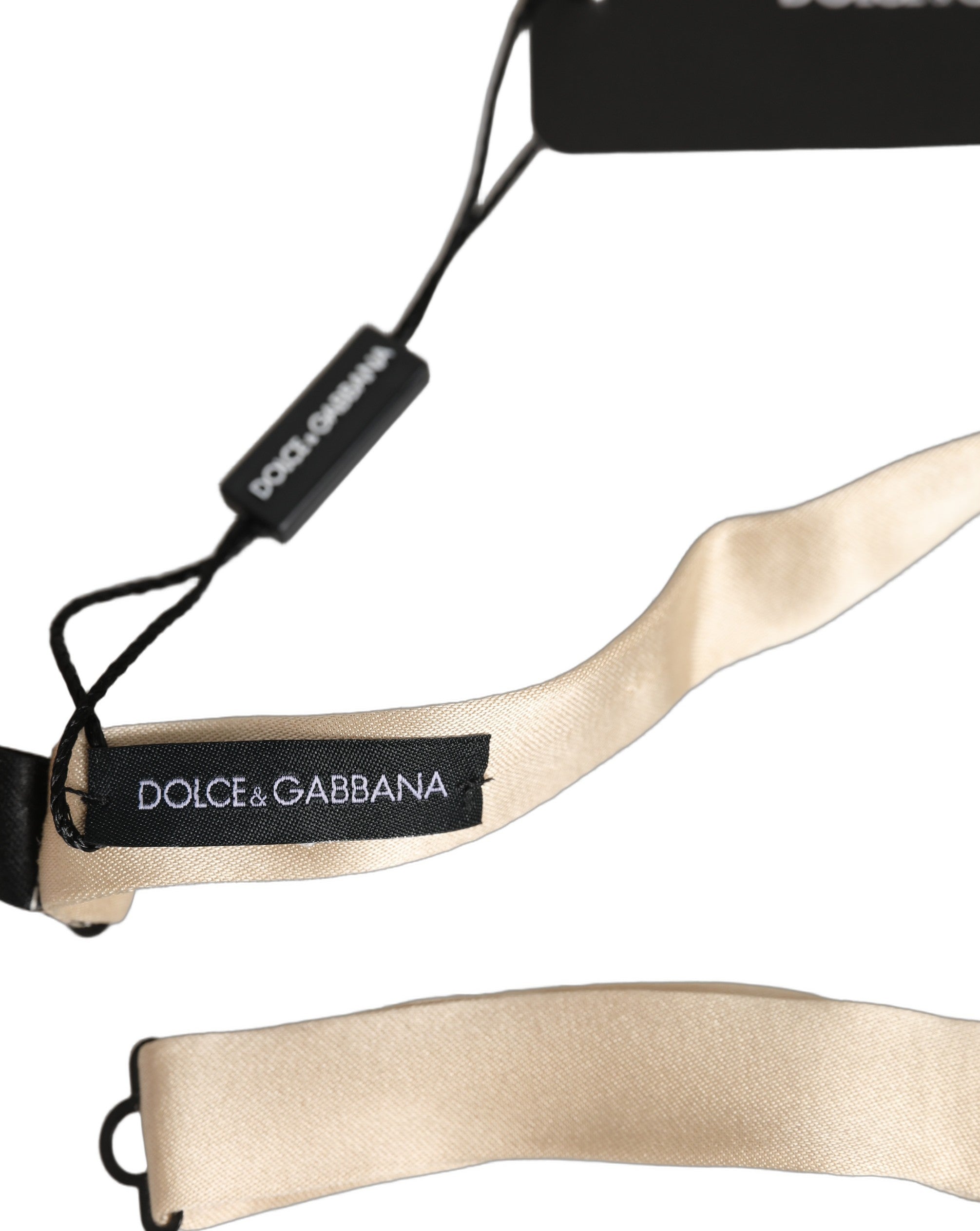 Dolce & Gabbana Dolce & Gabbana Men Beige 100% Silk Adjustable Neck Papillon Bow Men's Tie
