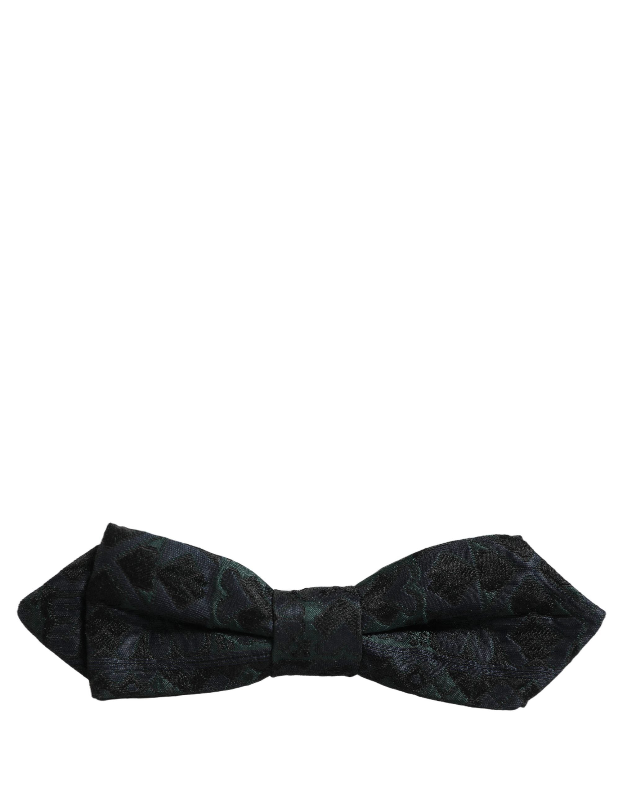 Dolce & Gabbana Dolce & Gabbana Men Black Green Paisley Adjustable Neck Papillon Bow Men's Tie