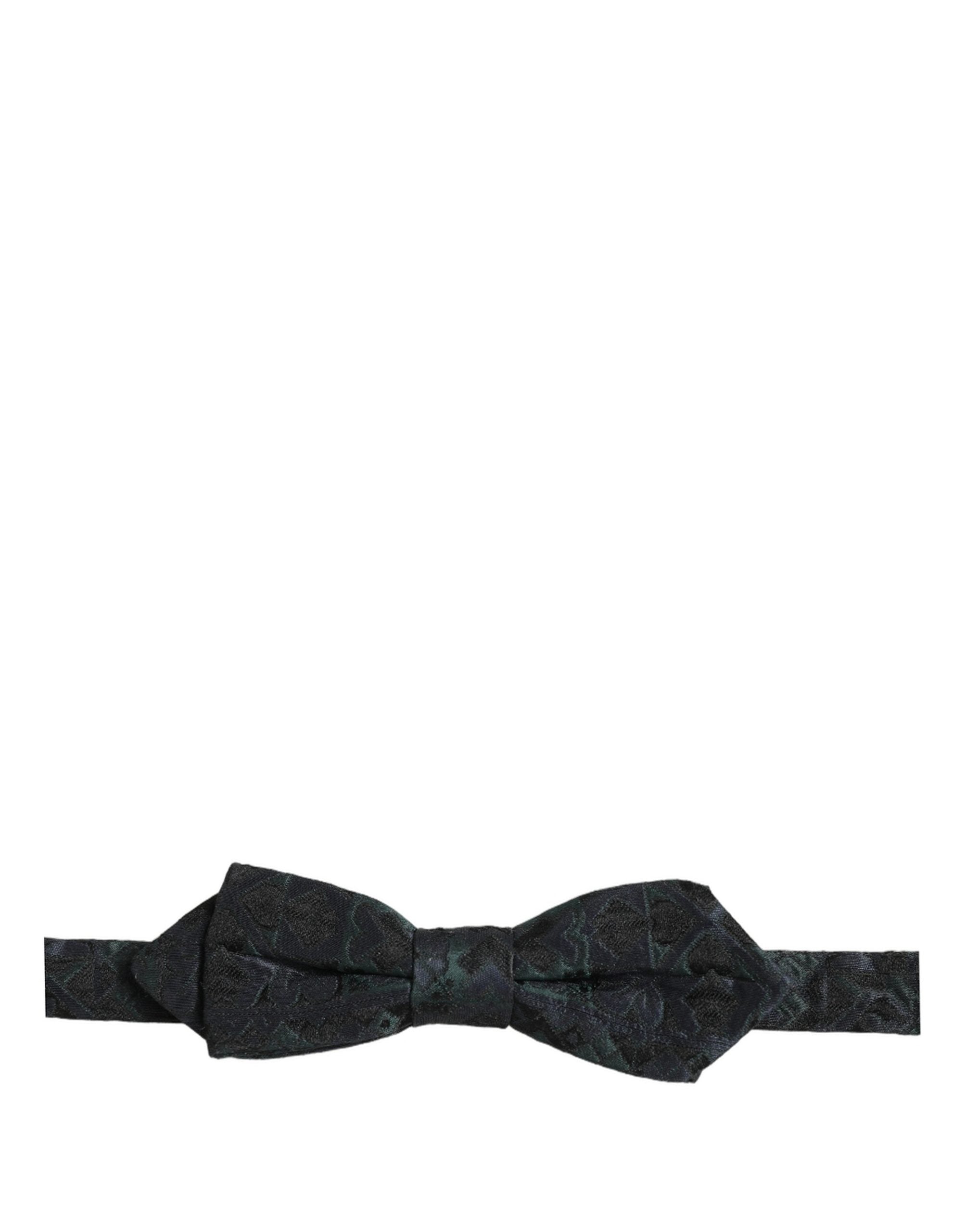 Dolce & Gabbana Dolce & Gabbana Men Black Green Paisley Adjustable Neck Papillon Bow Men's Tie