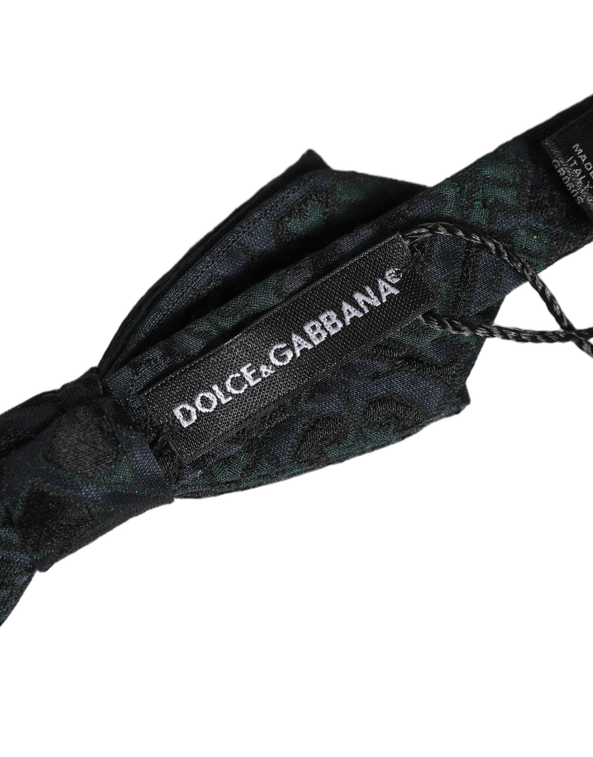 Dolce & Gabbana Dolce & Gabbana Men Black Green Paisley Adjustable Neck Papillon Bow Men's Tie