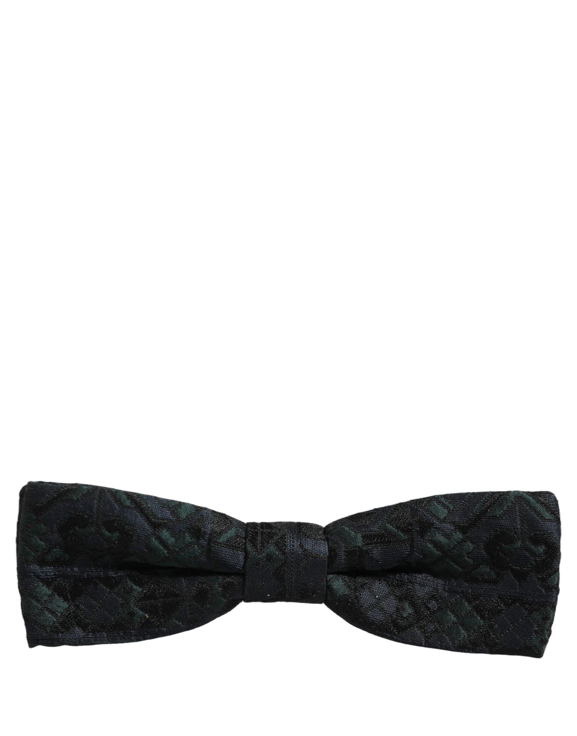 Dolce & Gabbana Dolce & Gabbana Men Black Green Paisley Adjustable Neck Papillon Bow Men's Tie