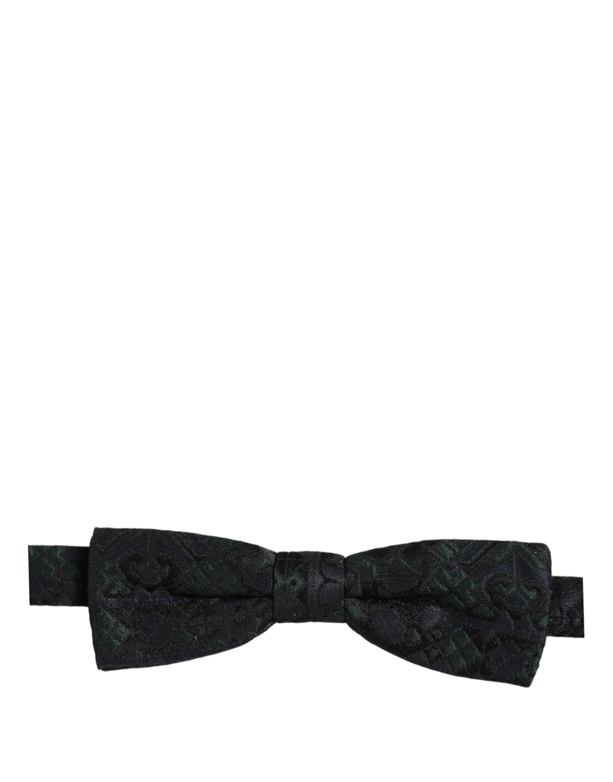 Dolce & Gabbana Dolce & Gabbana Men Black Green Paisley Adjustable Neck Papillon Bow Men's Tie