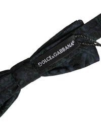Dolce & Gabbana Dolce & Gabbana Men Black Green Paisley Adjustable Neck Papillon Bow Men's Tie