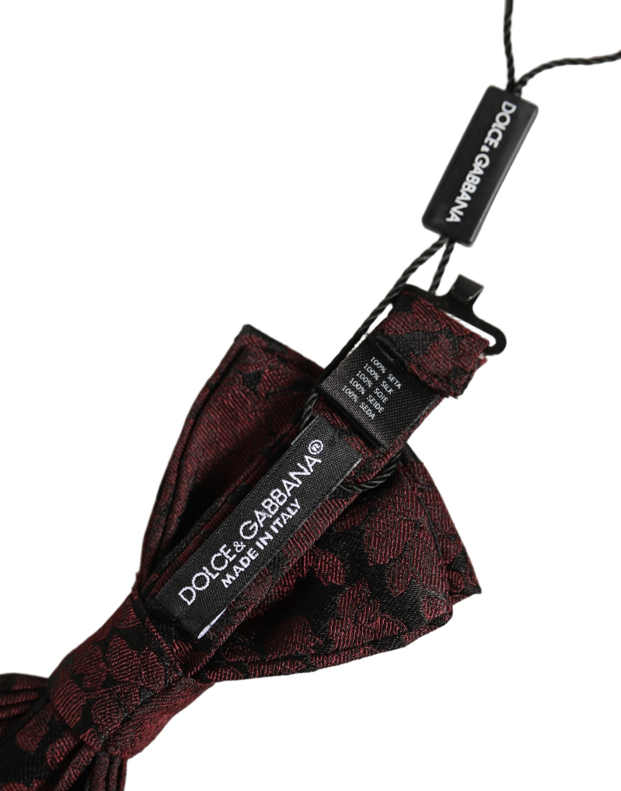 Dolce & Gabbana Dolce & Gabbana Men Maroon Floral Silk Adjustable Neck Bow Men's Tie