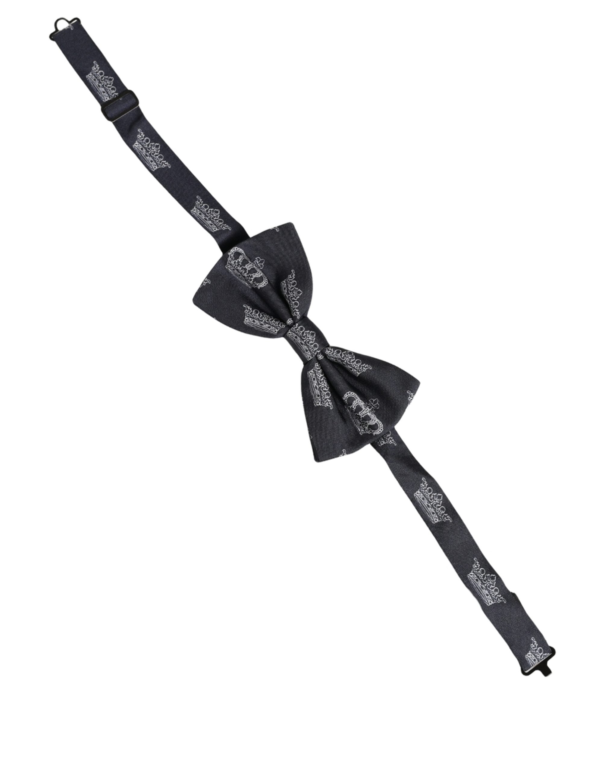 Dolce & Gabbana Dolce & Gabbana Men Black Crown Silk Adjustable Neck Papillon Bow Men's Tie