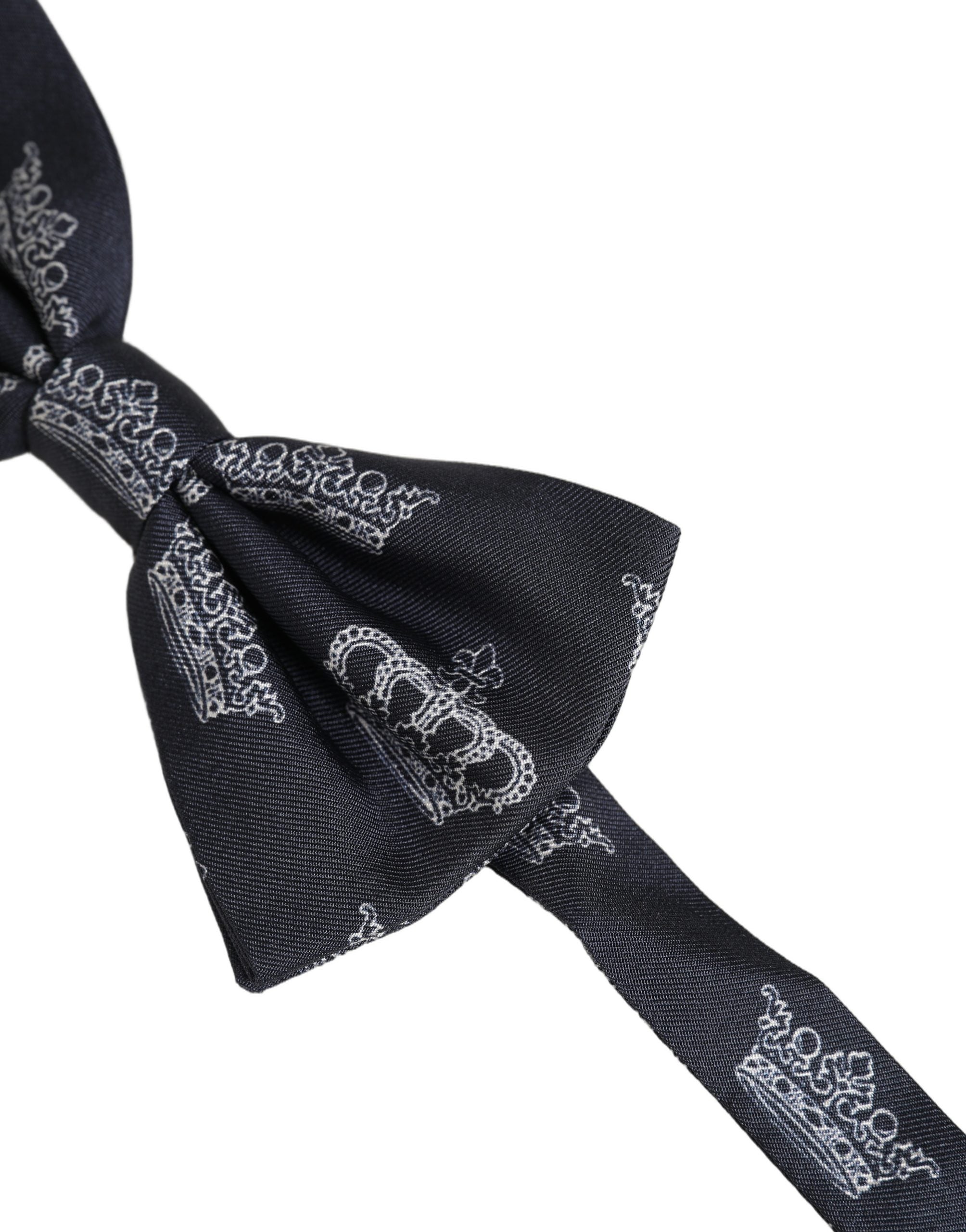 Dolce & Gabbana Dolce & Gabbana Men Black Crown Silk Adjustable Neck Papillon Bow Men's Tie