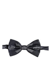Dolce & Gabbana Dolce & Gabbana Men Black Crown Silk Adjustable Neck Papillon Bow Men's Tie