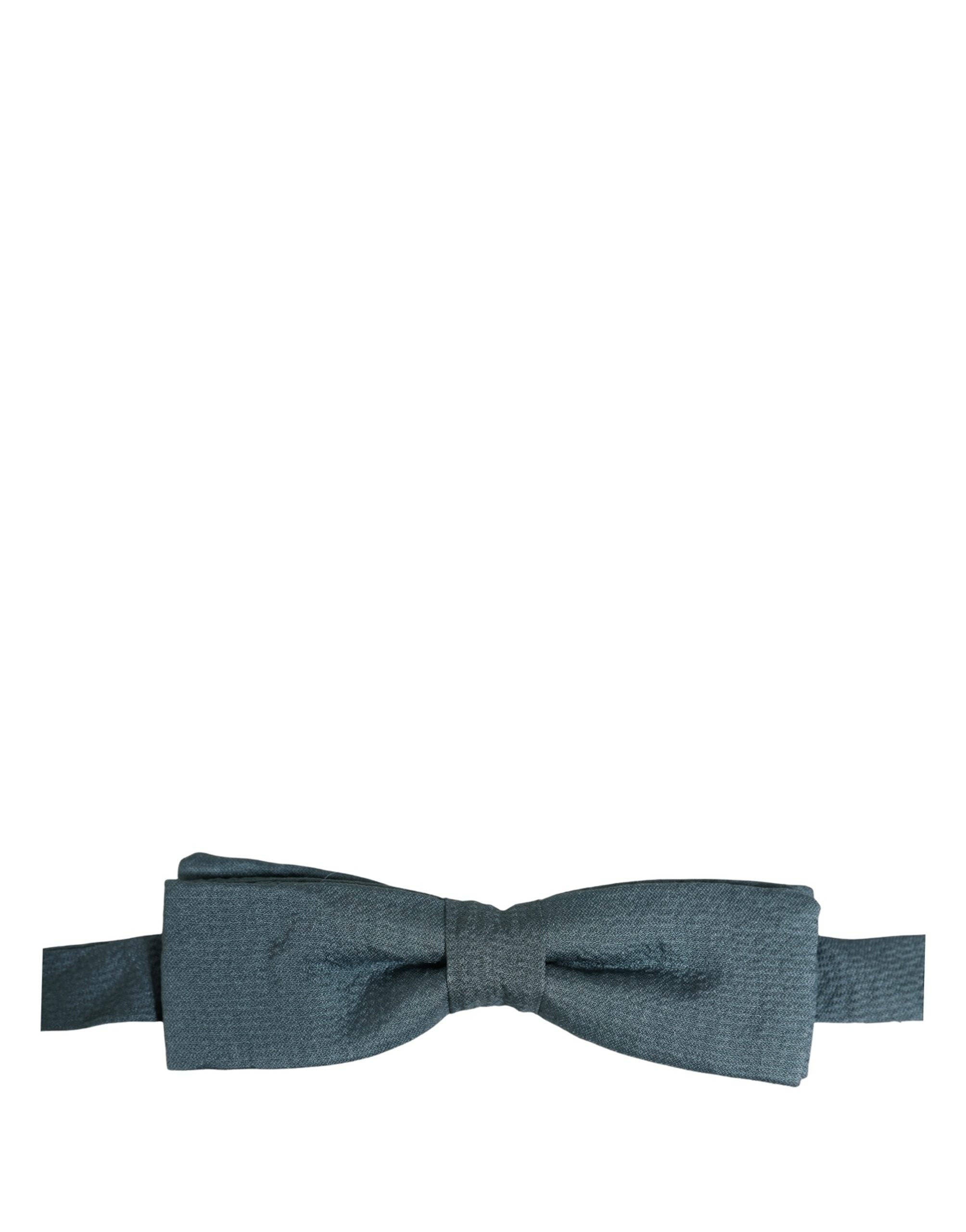 Dolce & Gabbana Dolce & Gabbana Men Steel Blue 100% Silk Adjustable Neck Papillon Bow Men's Tie