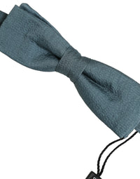 Dolce & Gabbana Dolce & Gabbana Men Steel Blue 100% Silk Adjustable Neck Papillon Bow Men's Tie