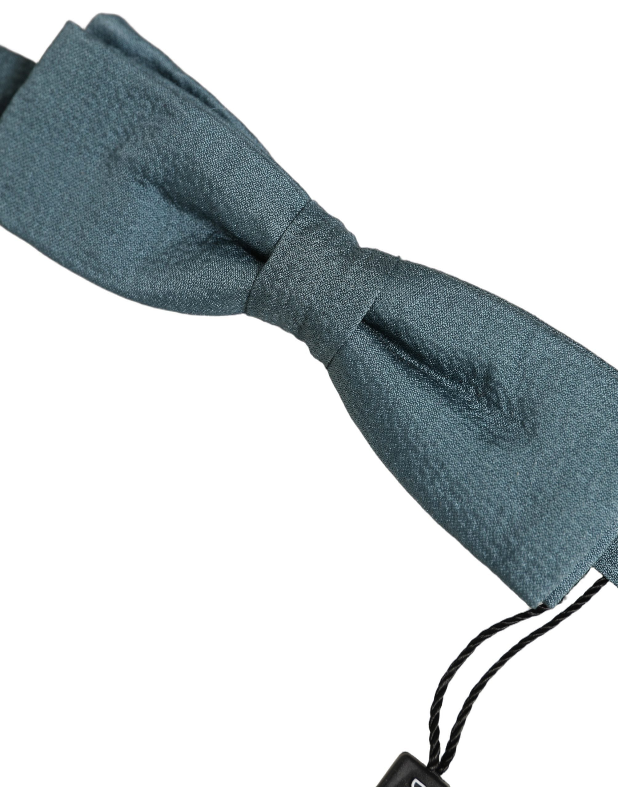 Dolce & Gabbana Dolce & Gabbana Men Steel Blue 100% Silk Adjustable Neck Papillon Bow Men's Tie