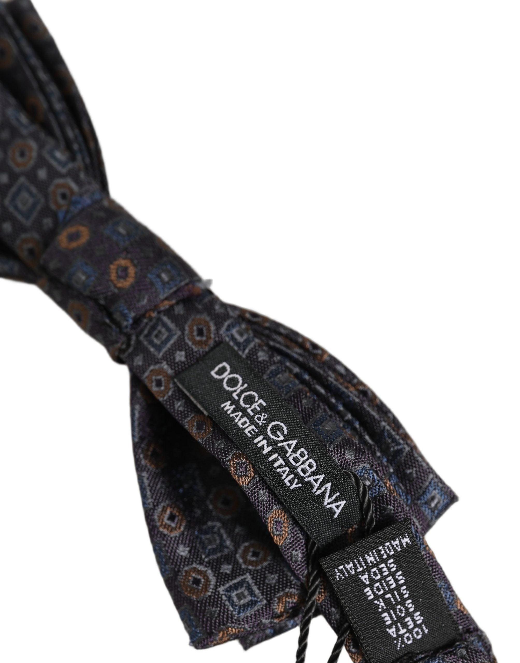 Dolce & Gabbana Dolce & Gabbana Men Dark Gray Geometric Adjustable Neck Bow Men's Tie