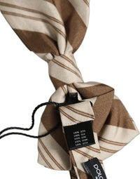 Dolce & Gabbana Dolce & Gabbana Men Brown Beige Stripes Adjustable Neck Papillon Bow Men's Tie