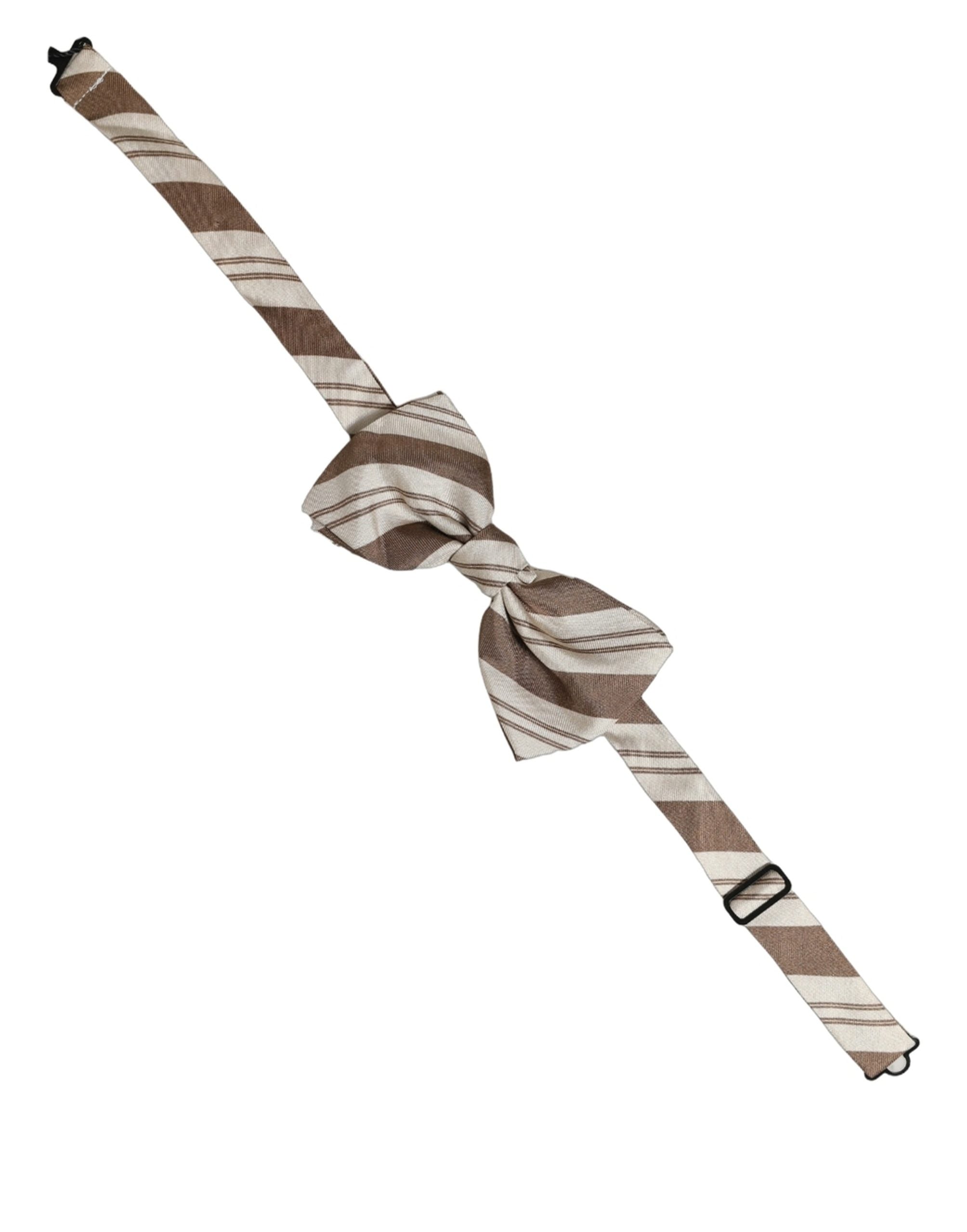 Dolce & Gabbana Dolce & Gabbana Men Brown Beige Stripes Adjustable Neck Papillon Bow Men's Tie