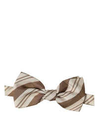 Dolce & Gabbana Dolce & Gabbana Men Brown Beige Stripes Adjustable Neck Papillon Bow Men's Tie
