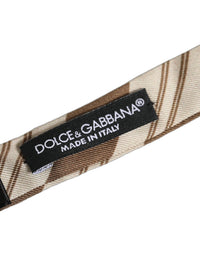 Dolce & Gabbana Dolce & Gabbana Men Brown Beige Stripes Adjustable Neck Papillon Bow Men's Tie