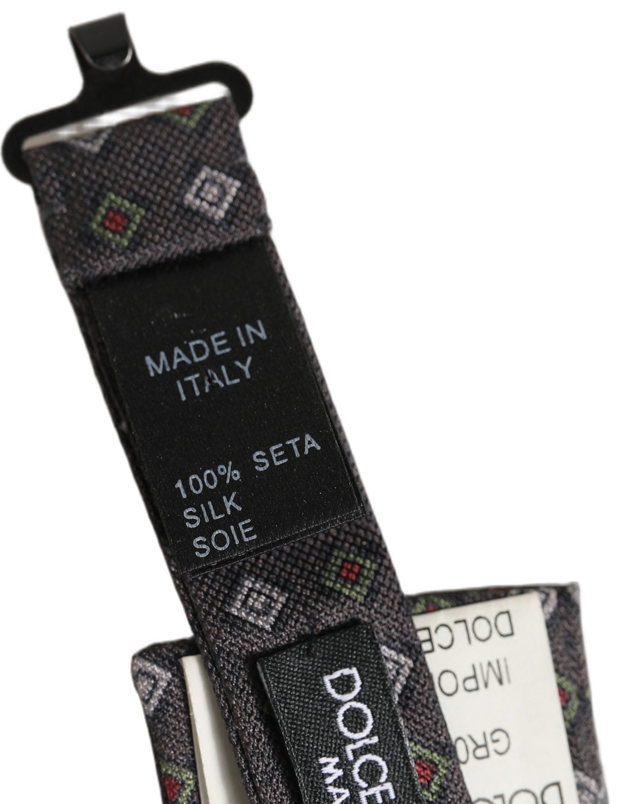 Dolce & Gabbana Dolce & Gabbana Men Dark Gray Geometric Adjustable Bow Men's Tie