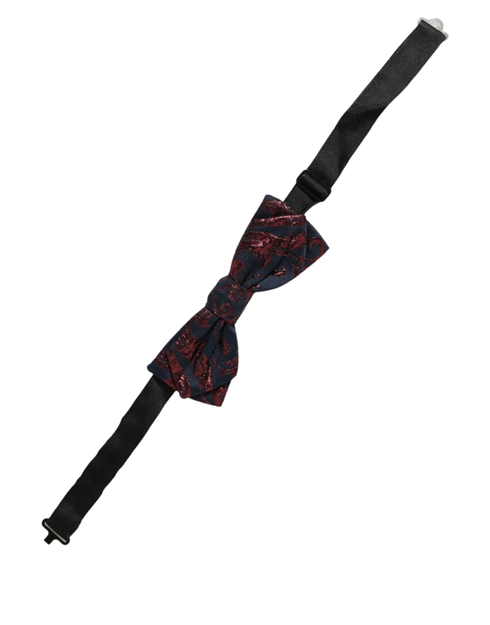 Dolce & Gabbana Dolce & Gabbana Men Blue Red Paisley Adjustable Neck Papillon Bow Men's Tie