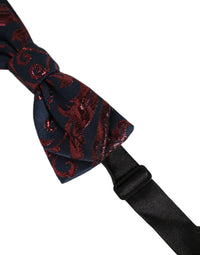Dolce & Gabbana Dolce & Gabbana Men Blue Red Paisley Adjustable Neck Papillon Bow Men's Tie