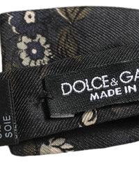 Dolce & Gabbana Dolce & Gabbana Men Black Floral Silk Adjustable Neck Papillon Bow Men's Tie