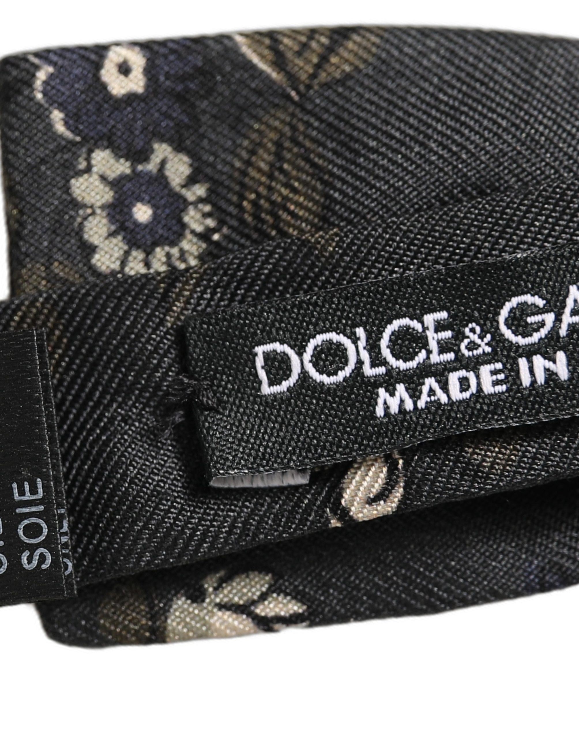 Dolce & Gabbana Dolce & Gabbana Men Black Floral Silk Adjustable Neck Papillon Bow Men's Tie