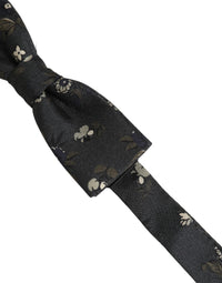 Dolce & Gabbana Dolce & Gabbana Men Black Floral Silk Adjustable Neck Papillon Bow Men's Tie