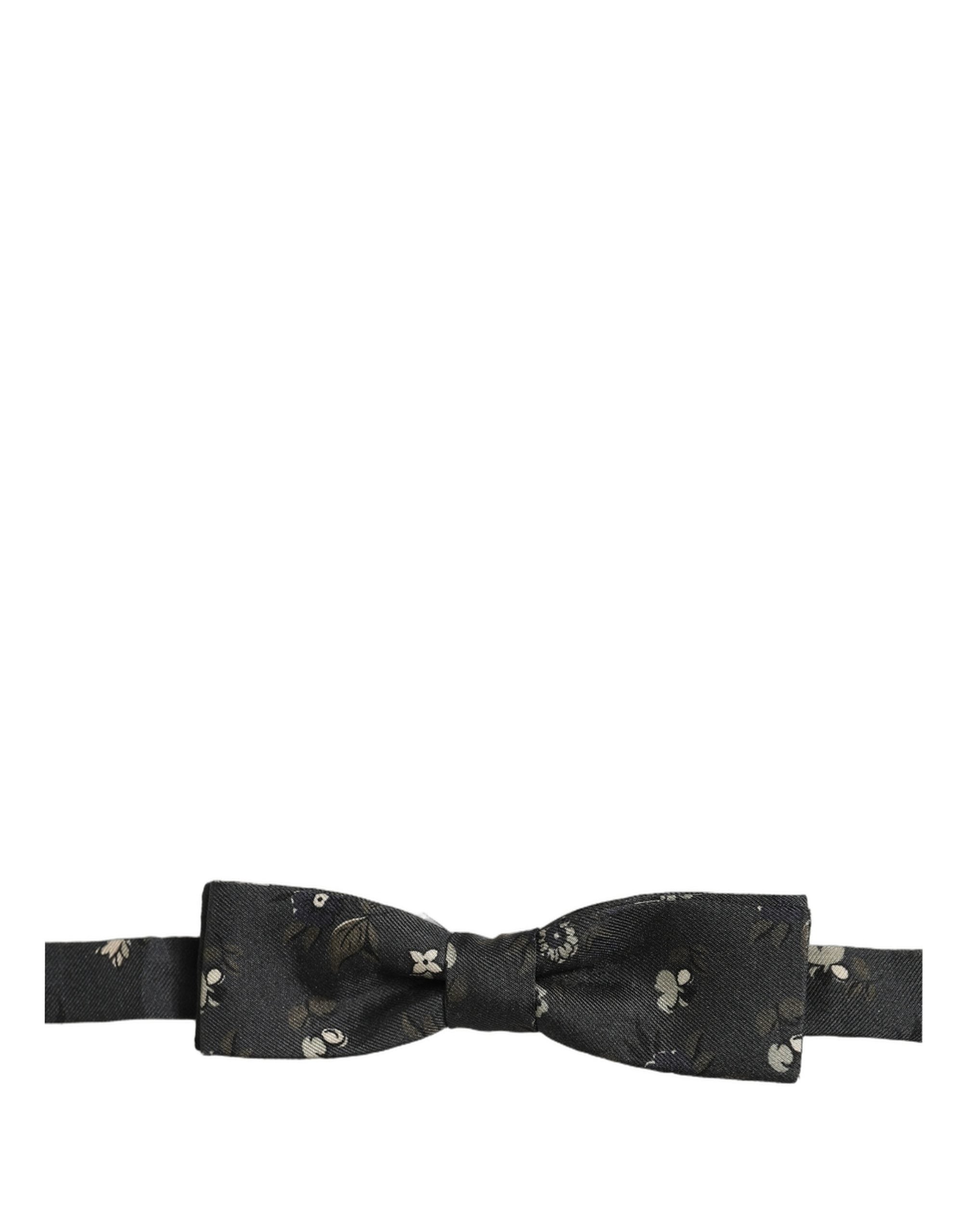 Dolce & Gabbana Dolce & Gabbana Men Black Floral Silk Adjustable Neck Papillon Bow Men's Tie
