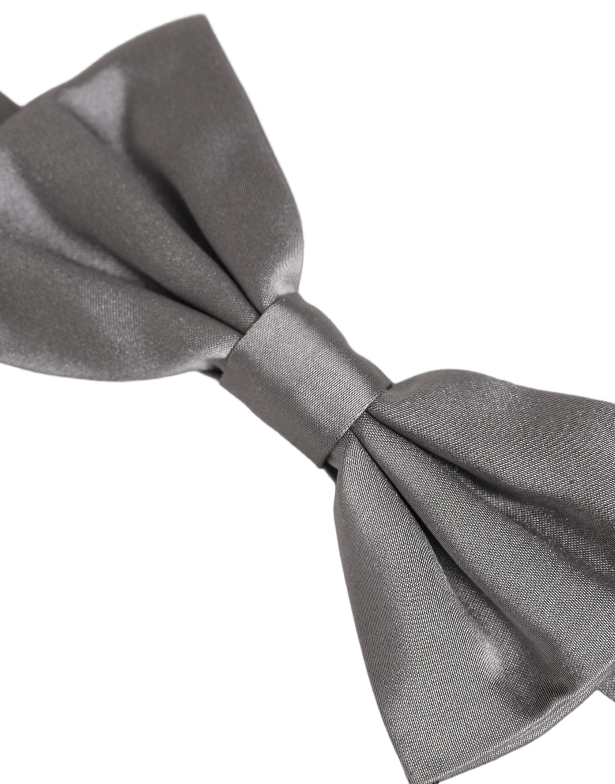 Dolce & Gabbana Dolce & Gabbana Men Gray 100% Silk Adjustable Neck Papillon Bow Men's Tie