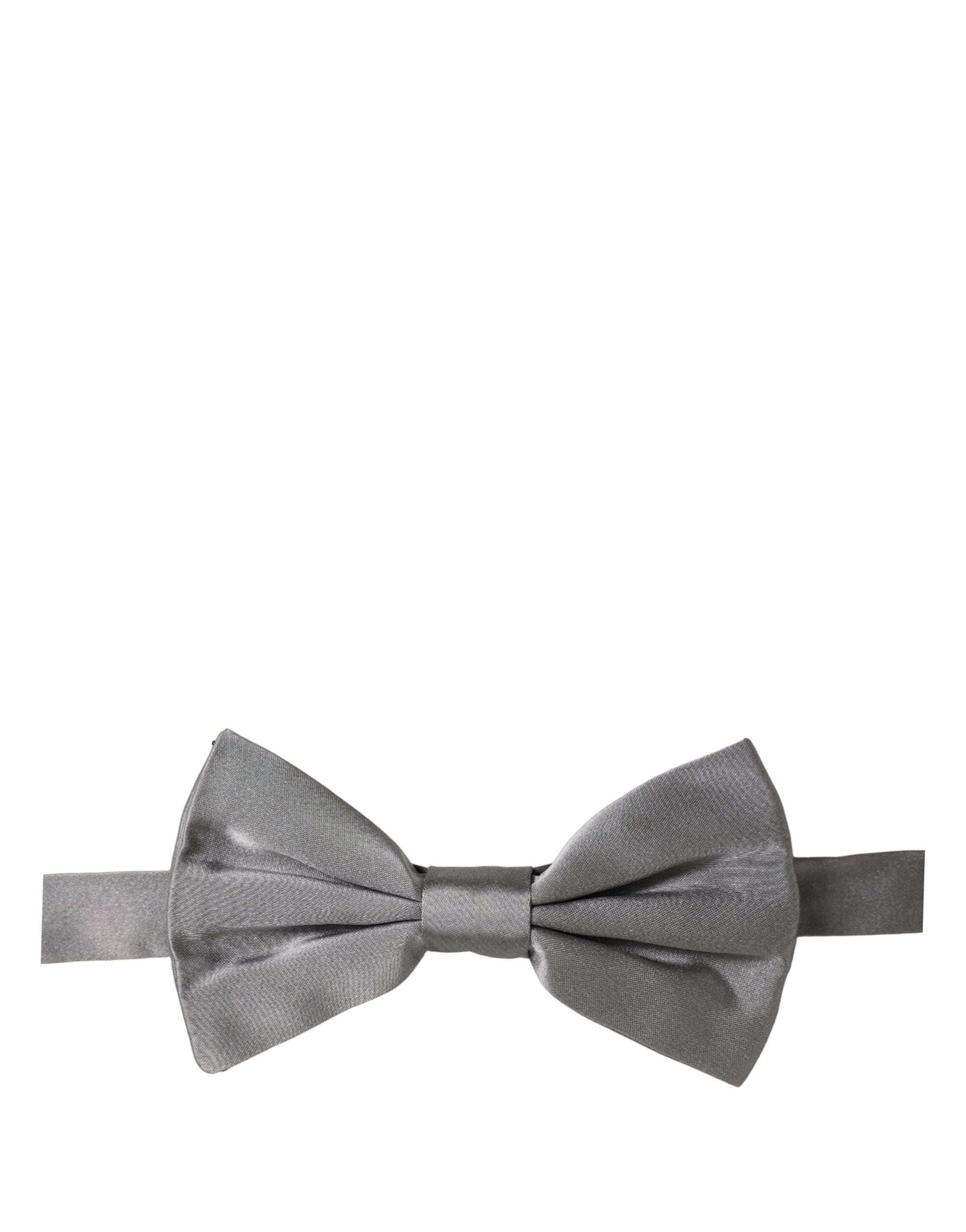 Dolce & Gabbana Dolce & Gabbana Men Gray 100% Silk Adjustable Neck Papillon Bow Men's Tie