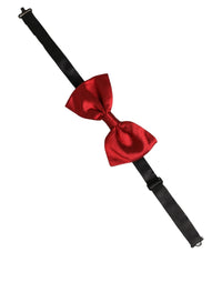 Dolce & Gabbana Dolce & Gabbana Men Black Red Silk Adjustable Neck Papillon Bow Men's Tie