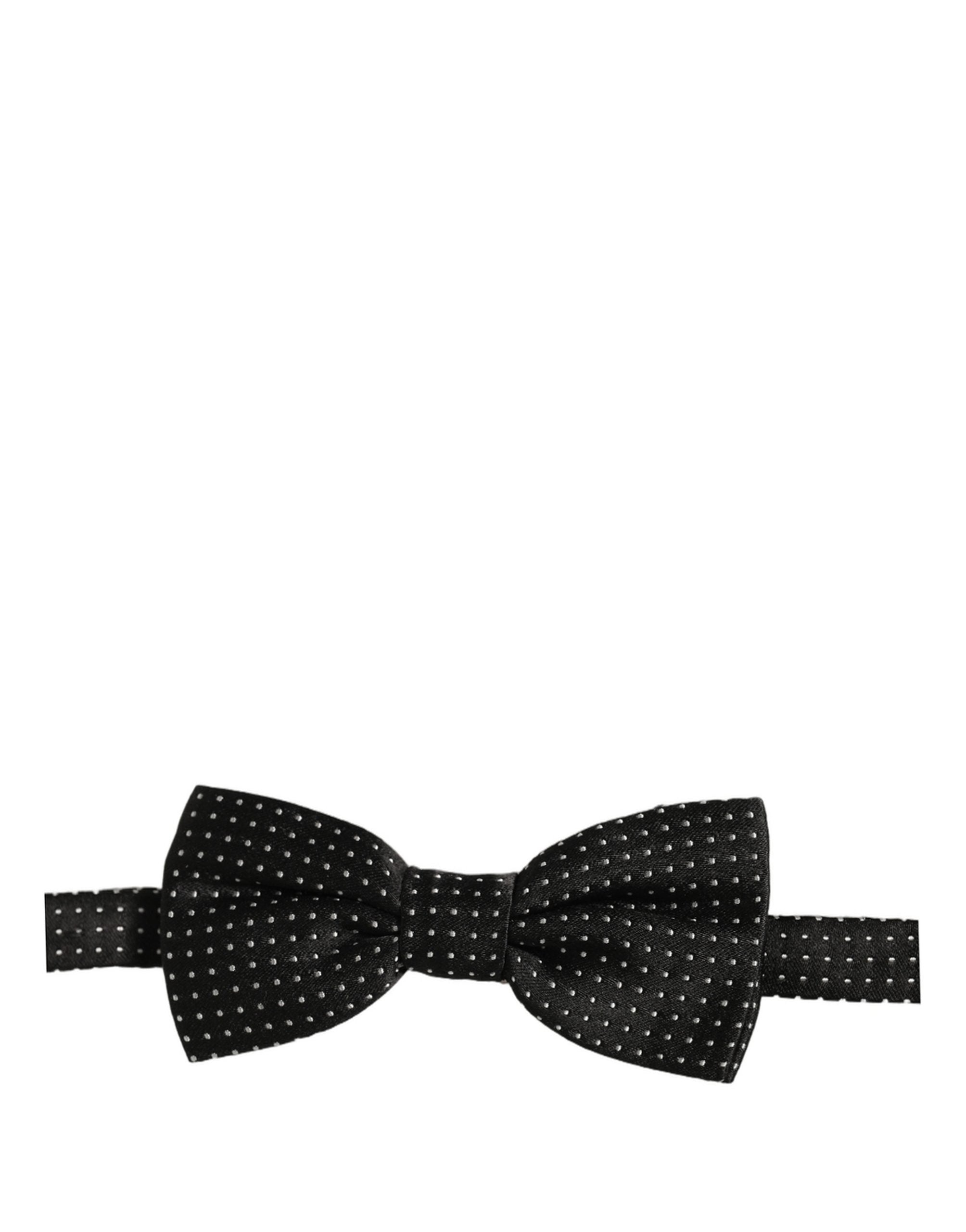 Dolce & Gabbana Dolce & Gabbana Men Black White PolkaDot Adjustable Bow Men's Tie