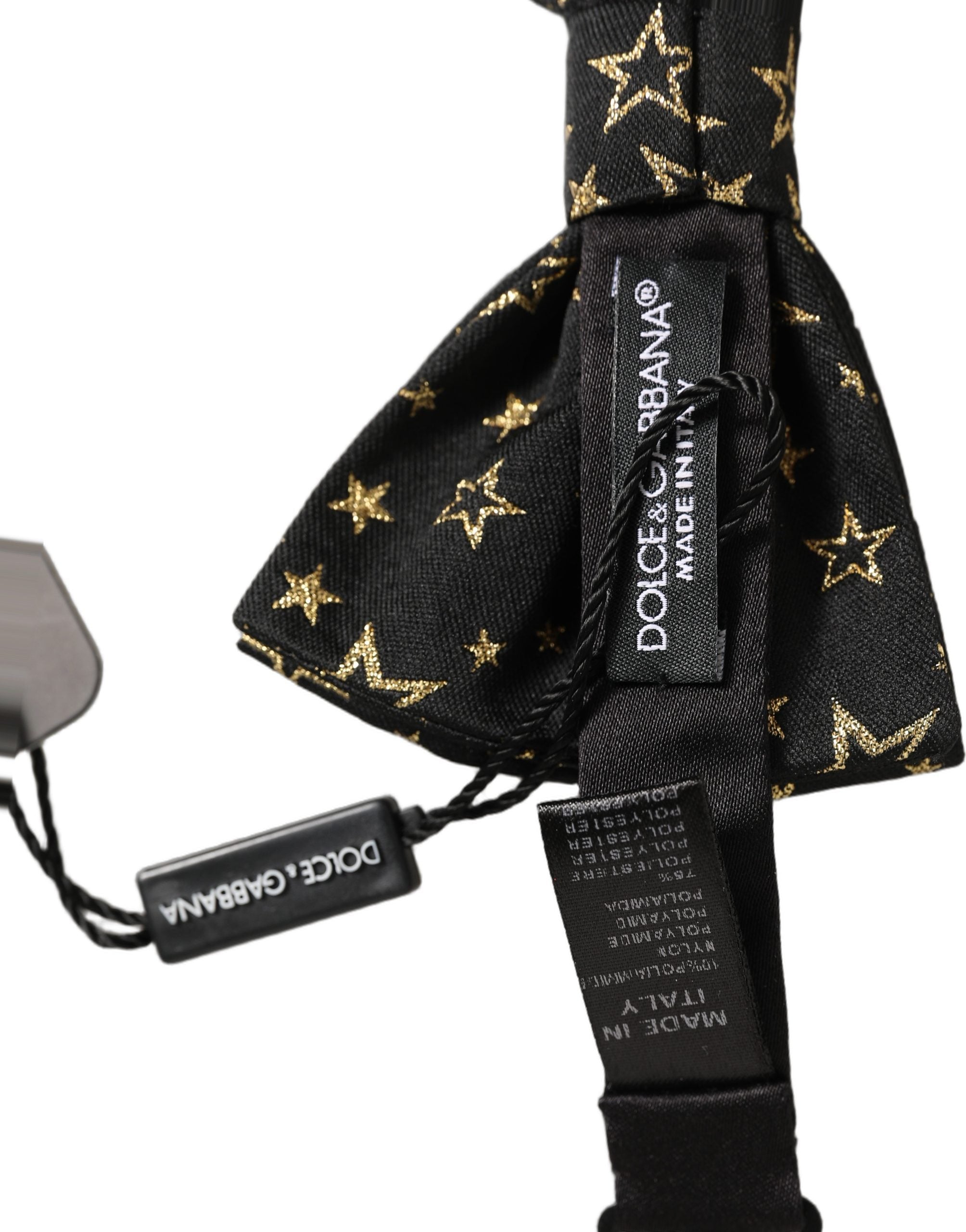 Dolce & Gabbana Dolce & Gabbana Men Black Star 100% Silk Adjustable Neck Papillon Bow Men's Tie
